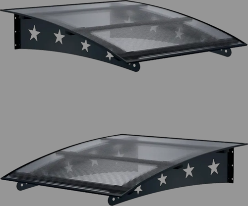 Metal Taşıyıcılı Kapı Üstü Pratik Sundurma Yıldız Modeli Antrasit - Şeffaf Levha 130 x 100 cm