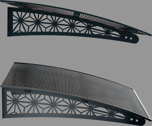 Metal Taşıyıcılı Kapı Üstü Pratik Sundurma Lotus Modeli Antrasit - Siyah Levha 120 x 100 cm