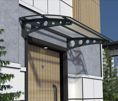 Metal Taşıyıcılı Kapı Üstü Pratik Sundurma Antrasit - Şeffaf Levha 350 x 200 Md1