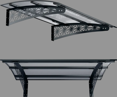 Metal Taşıyıcılı Kapı Üstü Pratik Sundurma Lotus Modeli Antrasit - Şeffaf Levha 120 x 100 cm