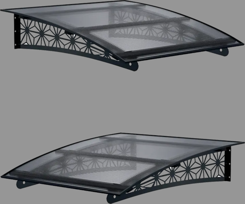 Metal Taşıyıcılı Kapı Üstü Pratik Sundurma Lotus Modeli Antrasit - Siyah Levha 130 x 100 cm