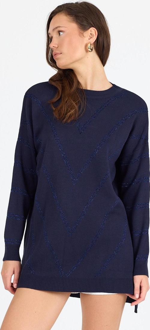 Kadın Sim Garnili Bisiklet Yaka Triko Bluz 21014 (Standart Beden s-m-l-xl Beden Uyumludur)