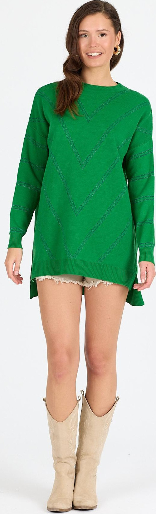 Kadın Sim Garnili Bisiklet Yaka Triko Bluz 21014 (Standart Beden s-m-l-xl Beden Uyumludur)