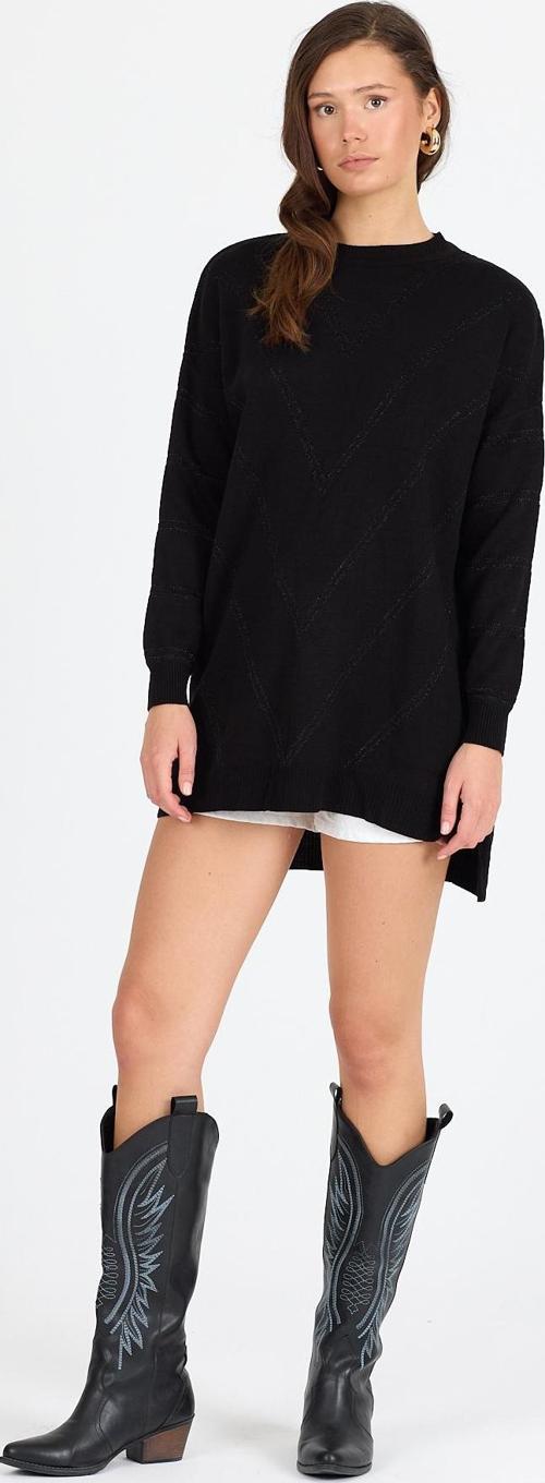 Kadın Sim Garnili Bisiklet Yaka Triko Bluz 21014 (Standart Beden s-m-l-xl Beden Uyumludur)