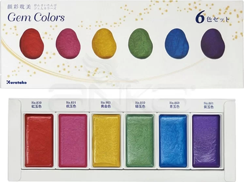 Kuretake Gansai Tambi Sulu Boya Seti 6lı Gem Colors