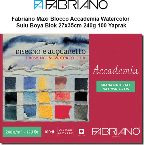 Maxi Blocco Accademia Watercolor Sulu Boya Blok 27x35cm 240g 100 Yaprak