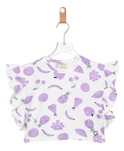 MEYVE BASKILI KIZ CROP TSHIRT Mor