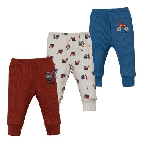 ARAÇLAR PATİKSİZ ÜÇLÜ BEBE PANTOLON SET Kiremit