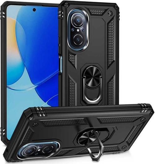 Huawei Nova 9 SE Uyumlu Kamera Korumalı Standlı Yüzüklü Tank Kılıf