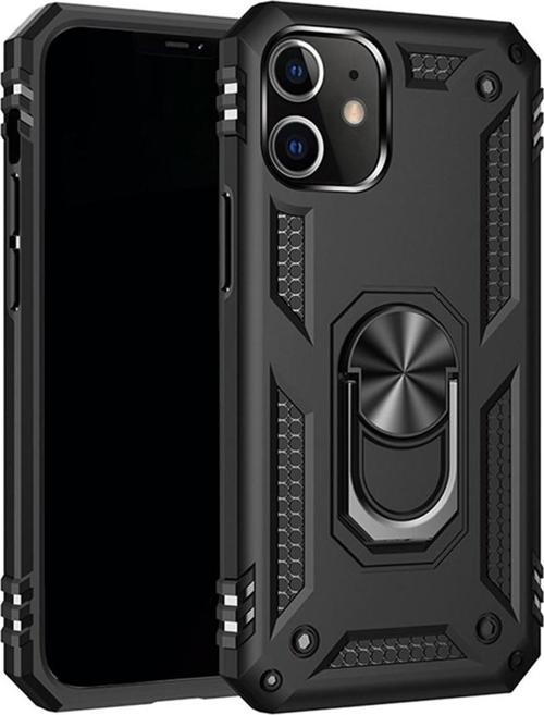 iPhone 12 Mini Uyumlu Kamera Korumalı Standlı Yüzüklü Tank Kılıf