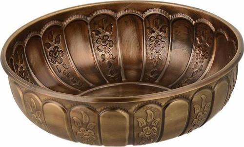 Antik Sarı Osmanlı Desenli Metal Hamam Tası – Geleneksel Türk Banyo Kültürü