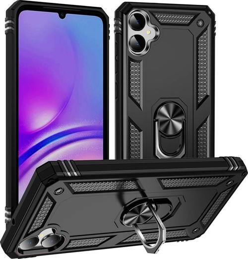 Samsung Galaxy A05 Uyumlu Kamera Korumalı Standlı Yüzüklü Tank Kılıf