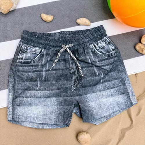 DENIM GÖRÜNÜMLÜ DENİZ ŞORTU Siyah