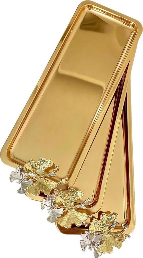 3'Lü Lüx Sunum Tepsisi | Baton Gold Kelebek