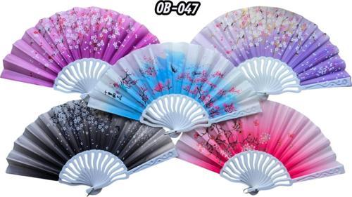 Plastik Kumaş Yelpaze 12'li Karışık Ob-047