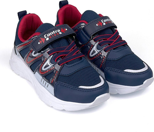 Çocuk Unisex Lacivert Kırmızı Cırtlı Rahat Günlük Sneaker Spor Ayakkabı