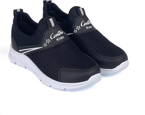 Çocuk Unisex Siyah Beyaz Bağcıksız Slip-On Rahat Kalıp Günlük Sneaker Spor Ayakkabı