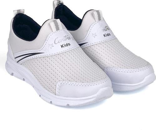 Çocuk Unisex Beyaz Siyah Bağcıksız Slip-On Rahat Kalıp Günlük Sneaker Spor Ayakkabı