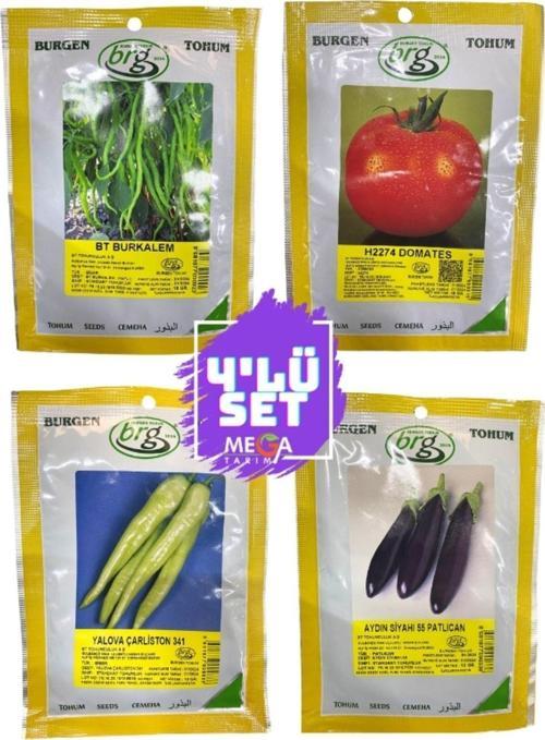 4'Lü Seti (Tatlı Kıl Biber-H2274 Domates-Yalova Çarliston Biber-Aydın Patlican ) 10 Gr.