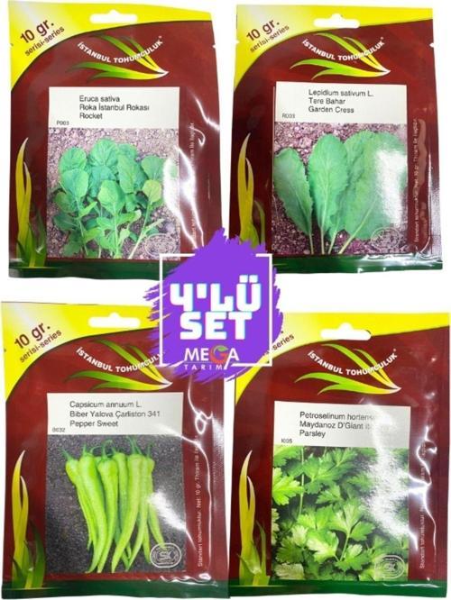 4'Lü Tohum Seti ( Roka- Tere-Yalova Çarliston-Maydanoz) 10 Gr'Lık Paket