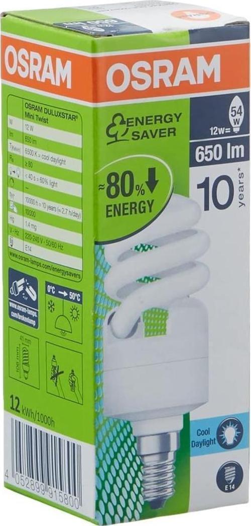 Mini Twist 12W (54W) E14 Tasarruflu Ampul 865 Beyaz Işık