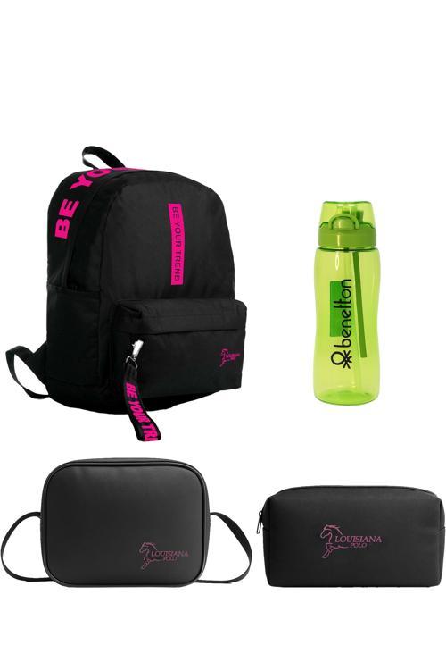 Okul Seti – Çanta + Termal Beslenme + Kalemlik + Kırmızı Matara Pembe 1140