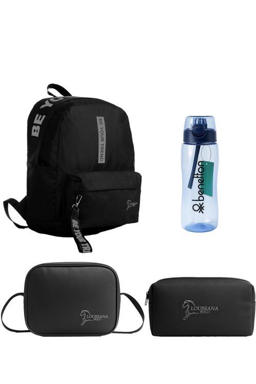 Okul Seti – Çanta + Termal Beslenme + Kalemlik + Mavi Matara Füme 1140