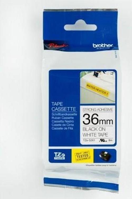 Tze-Fx261 36 Mm Beyaz Üzerine Siyah Esnek Etiket 8 Metre