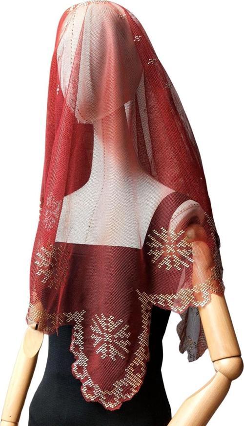 - Sefa 4419 9329 El Yapımı Tel Kırma İşleme Gelin Duvağı / Kırmızı