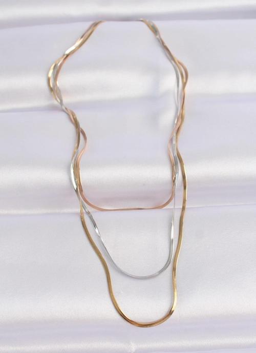 Zarif Kadın için Alaca Çelik İtalyan Zincir Çoklu Kolye