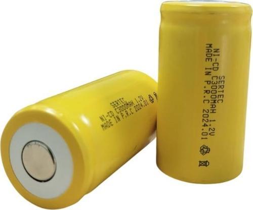 1.2V 3000 Mah - C Orta Boy - Ni-CD Şarjlı Pil - (Başsız / Flat Head)