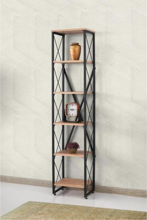 Modern Tarz Ahşap Metal 5 Raflı Kitaplık 40x30x180 40lik3272
