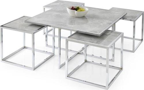 Kares 4 Zigonlu Orta Sehpa Metal Krom 90x90x47cm