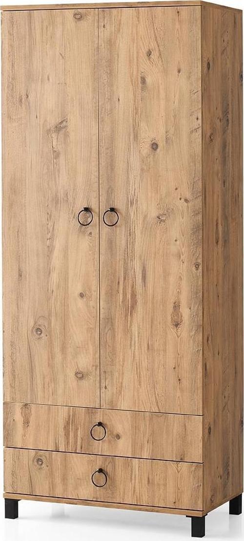 2 Kapılı 2 Çekmeceli Gardrop Elbise Dolabı 79x46x189cm