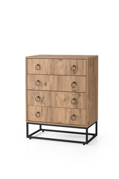 Ferforje Ahşap Tarz 4 Çekmeceli Şifonyer 80x41x103cm 