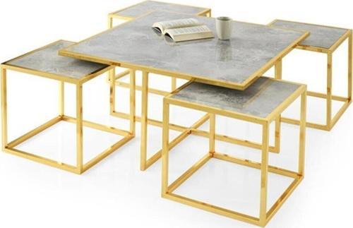 Kares 4 Zigonlu Orta Sehpa Metal Gold 90x90x47cm