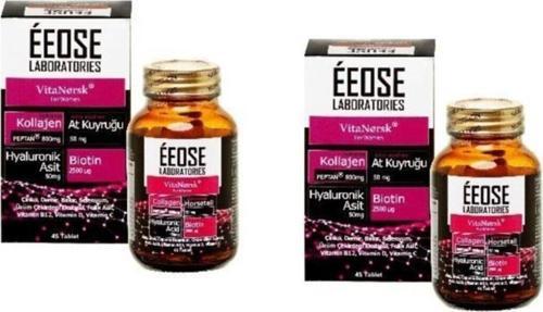 Collagen Tablet Kollajen + Hyaluronik Asit + Atkuyruğu + Biotin + C Vitamini 45 Tablet x 2