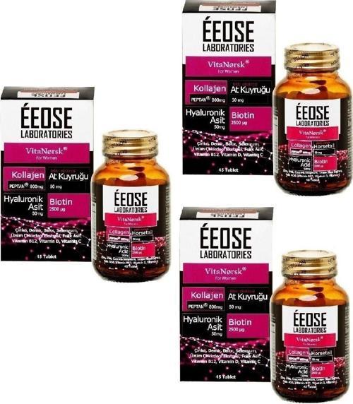 Collagen Tablet ( Kollajen + Hyaluronik Asit + Atkuyruğu + Biotin + C Vitamini) 45 Tablet-3 Adet
