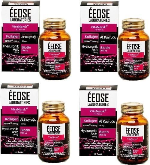Collagen Tablet ( Kollajen + Hyaluronik Asit + Atkuyruğu + Biotin + C Vitamini) 45 Tablet- 4 Adet