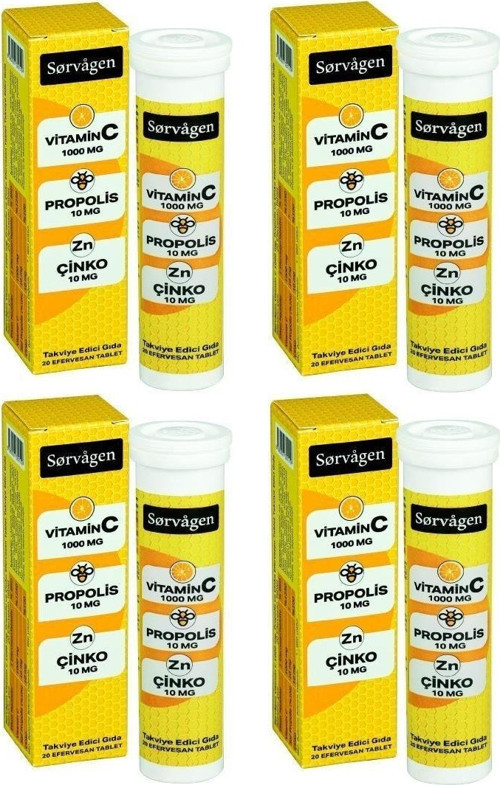 Vitamin C Propolis Çinko- 4 Adet (4x20 Efervesan Tablet)