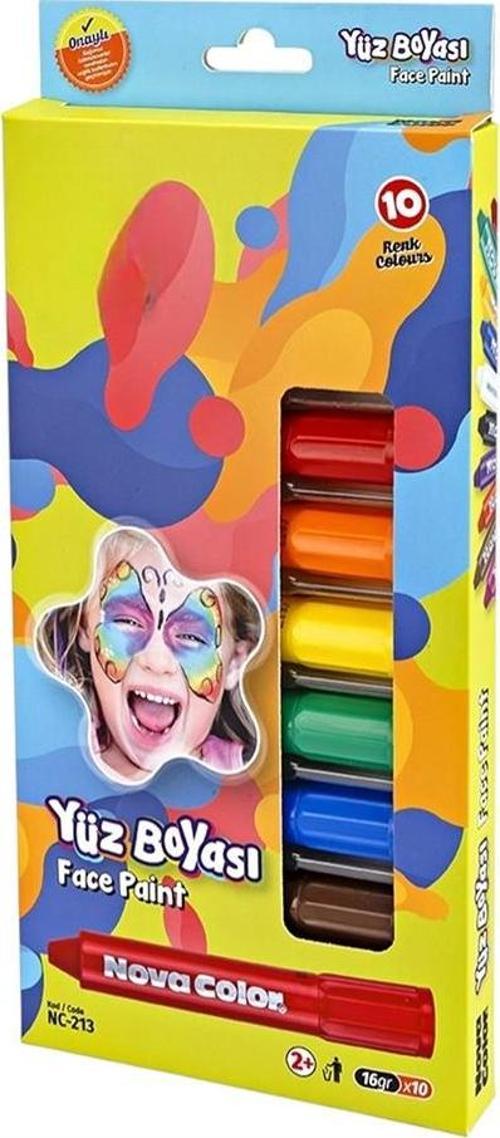 Yüz Boyası 10 Renk 1 Paket Face Paint Çevirmeli Yüz Boyası Canlı Renkler