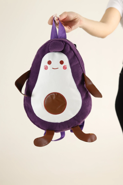 Mor Avakado Nakışlı Çocuk Çanta 33CM