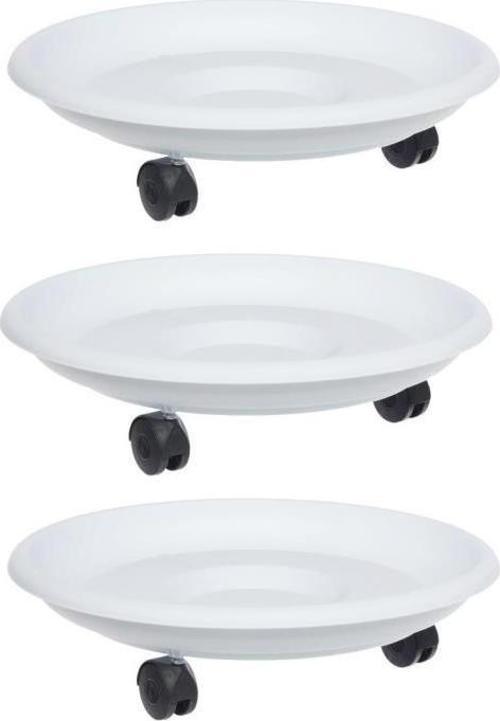 SO-TT01 Tekerlekli Saksı Tabağı No 1 Beyaz 3 Adet