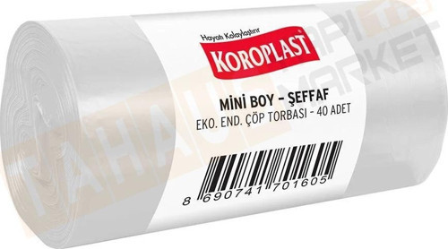 Çöp Torbası Eko Endüstriyel Mini Boy 40 cm x 50 cm Şeffaf