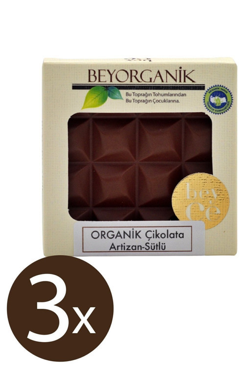 Organik Artizan Çikolata Sütlü (3 Adet) 40Gr