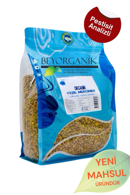 Organik Yeşil Mercimek 2,5Kg (Pestisit Ve Aflatoksin Analizli)