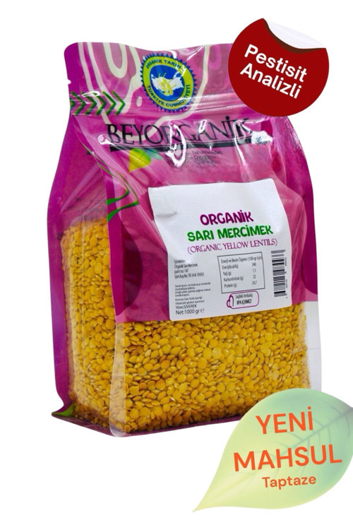 Organik Sarı Mercimek 1Kg (Pestisit Ve Aflatoksin Analizli)