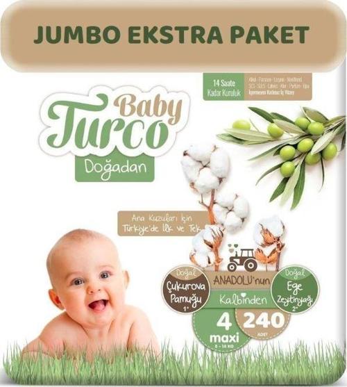 Doğadan 4 Numara Bebek Bezi 8-14 kg Maxi 240'LI
