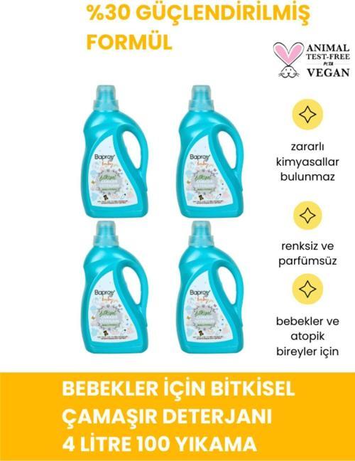 Bebekler Için Bitkisel Çamaşır Deterjanı Toplam 4 Litre %30 Güçlendirilmiş Formül