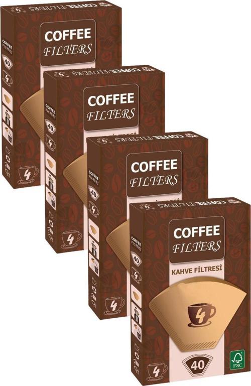 Caffeo Filters NO4 40 Adet Kahve Filtre Kağıdı x 4 Adet